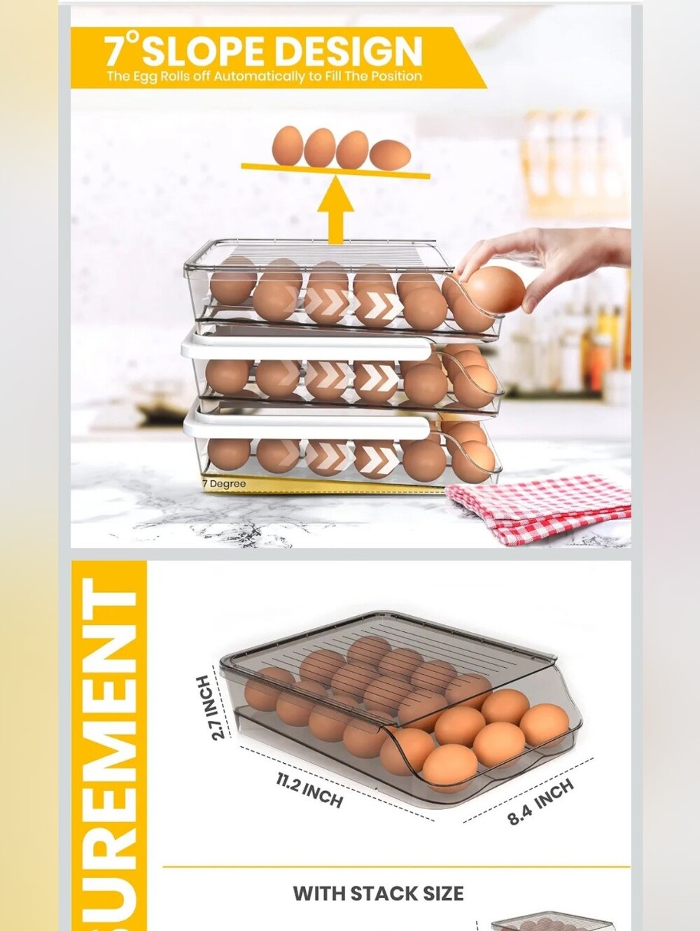 Stackable Clear Egg Storage Container - 18pcs Capacity - Picture 2 of 8
